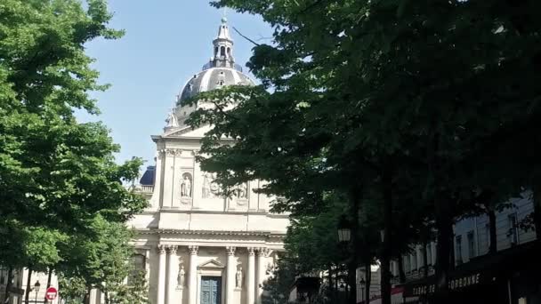 Innenhof Des Historischen Gebäudes Der Universität Sorbonne Paris Frankreich — Stockvideo