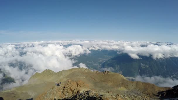 Панорамный Вид Альпы Трассы Гутер Высоте 3600 Метров Шамони Франция — стоковое видео