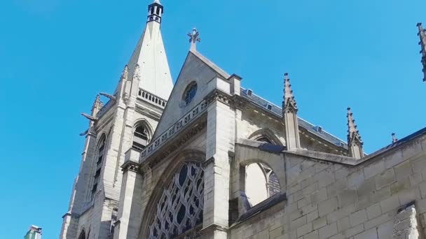 Fassade Der Mittelalterlichen Kirche Von Saint Severin Paris — Stockvideo