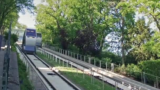 Teleférico Funicular Basílica Sacre Coeur Montmartre Paris Low Motion — Vídeo de Stock