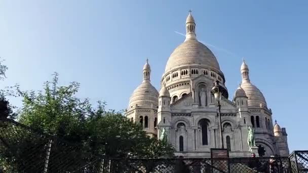 Sacre Coeur Bazilikası Yaz Günü Büyük Ortaçağ Katedrali Basilica Sacred — Stok video