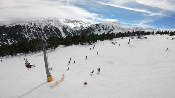 Pov Synvinkel Öppet Lufta Skidliftarna Bansko Bulgaria — Stockfoto