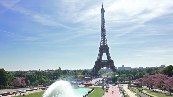 París Con Torre Eiffel Fondo Visto Desde Trocadero — Foto de Stock