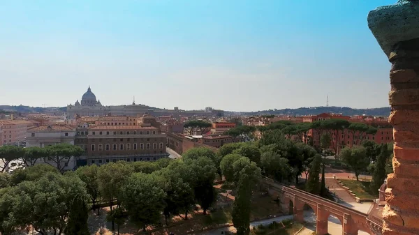 Panoramic View Peter Basilica River Vittorio Emanuele Bridge Traffic Terrace — ストック写真