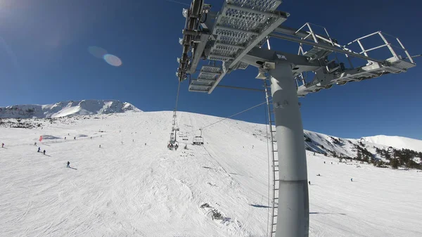 Pov Point View Open Air Ski Lifts Bansko Bulgaria — Stock Photo, Image