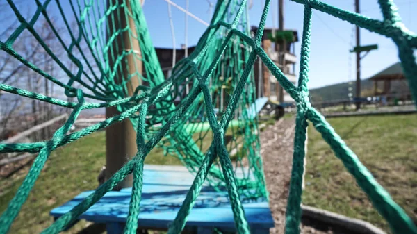 Pov Adventure Park Hanging Bridge Net — Stock Photo, Image