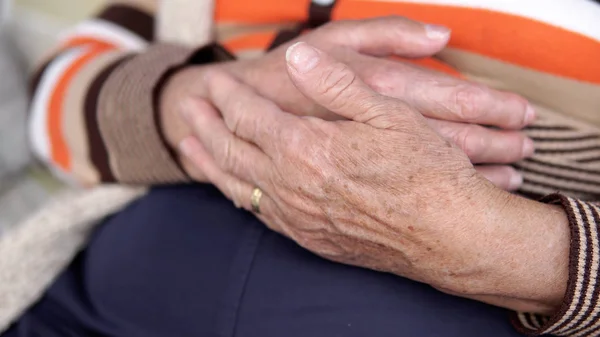 Aging Process Old Senior Woman Hands Wrinkled Skin — Stock Photo, Image