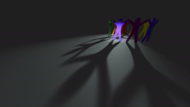 Multisexuelle Orientierung Regenbogenkreis Aus Papier Stickman Teamwork Konzept Loop Hintergrund — Stockvideo