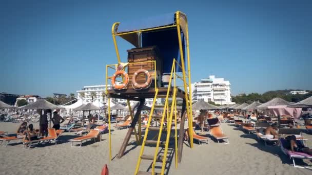 Pláž Plavčík Věž Pobřeží Plavčík Luxusní Resort Durres Albánie — Stock video