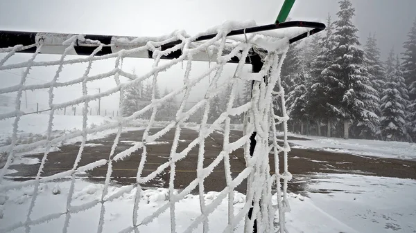 Sport Terrain Entraînement Pour Handball Football Couvert Neige — Photo