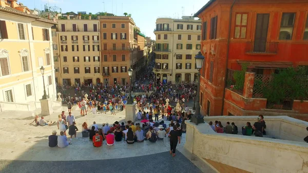 Rom Italien Juni 2017 Panoramautsikt Över Spanska Steg Trappor Ett — Stockfoto