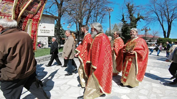 Bansko Bułgaria Kwietnia 2018 Wielkanoc Ceremonii Parady Ulicach Bansko Bulgaria — Zdjęcie stockowe