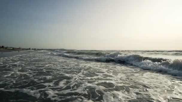 Onde Del Mare Sunrise Sand Beach Sfondo Vacanza Dof Cinematografico — Video Stock