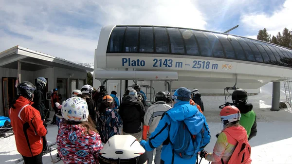 Bansko Bulgaria Circa Feb 2018 Punto Vista Degli Sciatori Sulla — Foto Stock