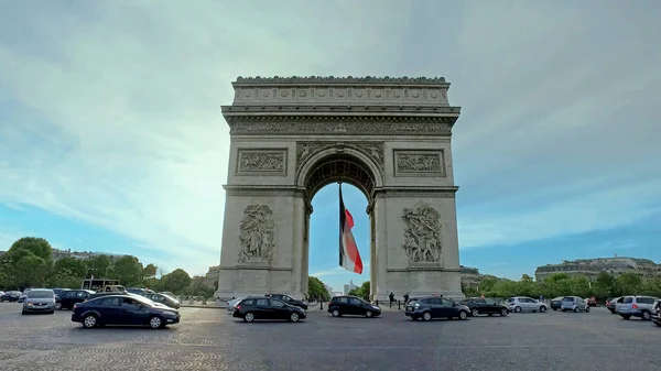 Paris Franciaország Május 2017 Autóforgalom Champs Elysées Arc Triumph Párizs — Stock Fotó