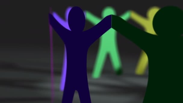 Multisexual Orientation Lgbt Movement Paper Doll People Cuts Rotating Circle — Stock Video