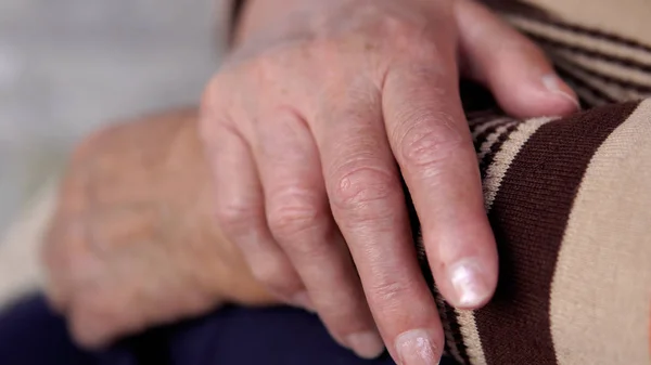 Aging Process Old Senior Woman Hands Wrinkled Skin — Stock Photo, Image