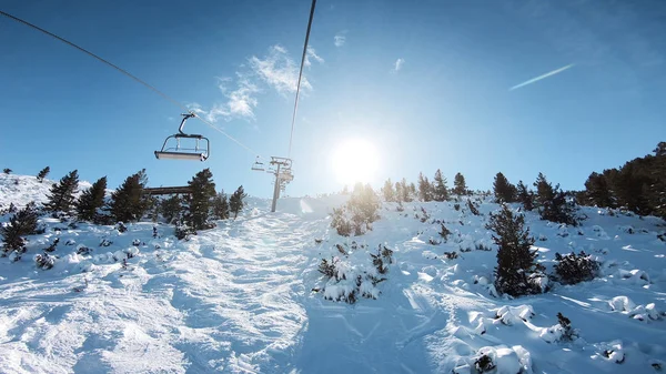 Pov Equitazione Sterling Express Ski Lift Una Giornata Sole — Foto Stock