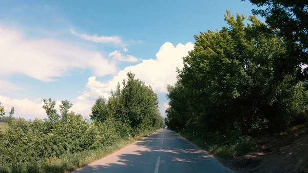 Conducir Coche Pov Streit Sunny Road —  Fotos de Stock