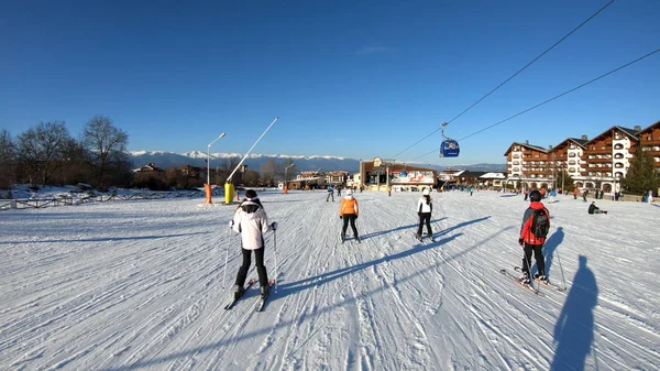 Bansko Bulgaria Circa Feb 2018 Crowd People Ski Road Just — Stock Photo, Image
