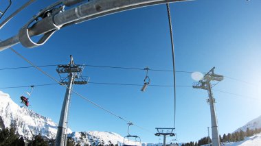 POV bir bakış açısı. Açık Hava teleferik Bansko, Bulgaristan