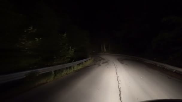 Pov Rijden Externe Nacht Landelijke Weg — Stockvideo