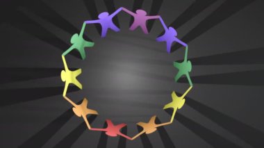 Beraberlik kavramı, kağıt bebek insan zinciri, döngü arka plan sembolü.