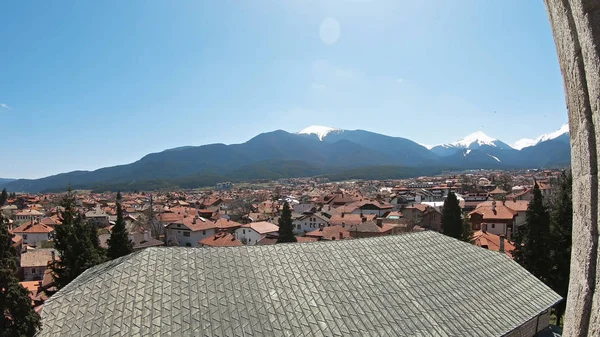 Panoramisch Luchtfoto Van Bansko Bulgarije Een Beroemde Ski Centar Stad — Stockfoto