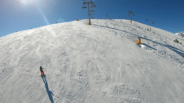 Pov Synvinkel Öppet Lufta Skidliftarna Bansko Bulgaria — Stockfoto