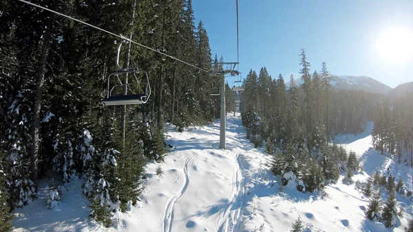 Pov Úhlu Pohledu Průchodné Lyžařské Vleky Bansko Bulharsko — Stock fotografie