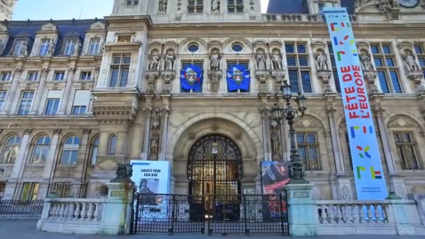 Steadicam Mouvement Par Hôtel Ville Mairie Paris France — Video