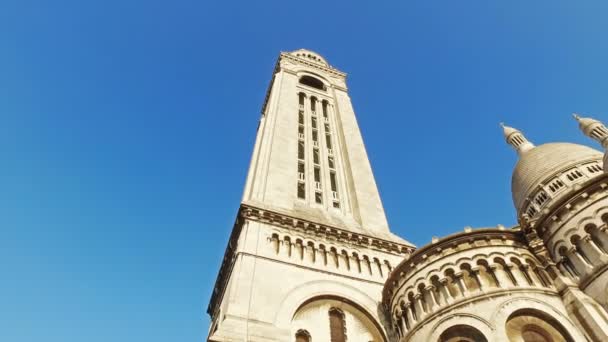 Montmartre Paris Fransa Daki Sacre Coeur Bazilikası Nın Dış Cephesi — Stok video