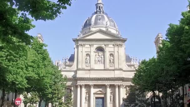 Vicino Cortile Del Vecchio Edificio Storico Dell Università Sorbona Parigi — Video Stock