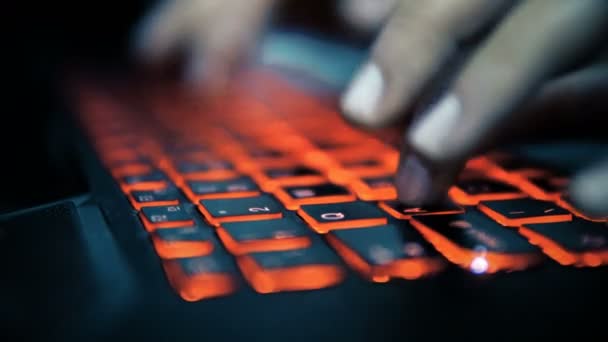 Nighttime Laptop Working Gaming Chatting Online Dating Freelancer Translator Developer — Stock Video
