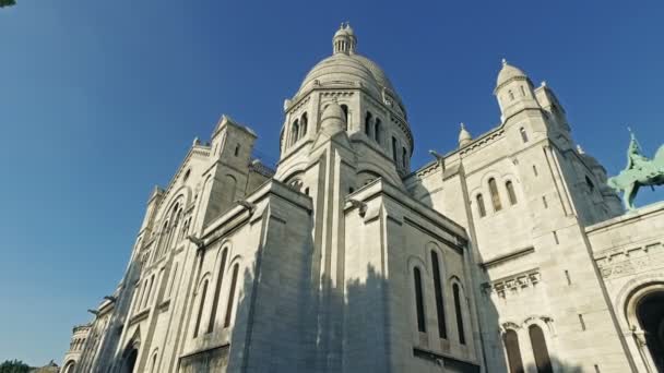 Sinematik Görünümünü Dış Mimarisi Basilica Sacre Coeur Montmartre Paris Fransa — Stok video