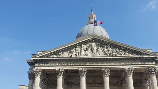 Pantheon Day Paris France Secular Mausoleum Containing Remains Distinguished French — Stock Video