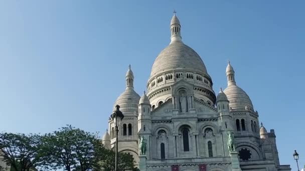 Filmový Pohled Baziliku Sacre Coeur Montmartre Paříži Francie — Stock video