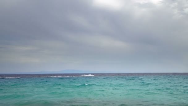 Man Rider Vattenskoter Karibiska Havet Avstånd Horizon — Stockvideo