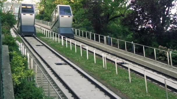 Kabellyft Enspårig Till Montmartre Paris Frankrike — Stockvideo