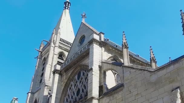 Fachada Iglesia Medieval Eglise Saint Severin París — Vídeo de stock