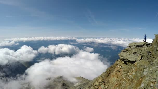 Vista Panorâmica Mont Blanc Tour Gouter House Terace 3835 Refuge — Vídeo de Stock