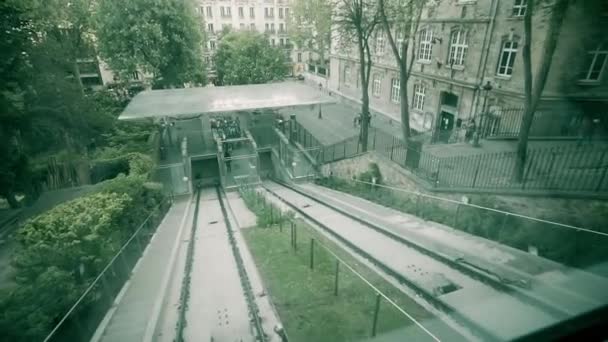 Powderfahrt Mit Der Standseilbahn Auf Den Montmartre Paris — Stockvideo