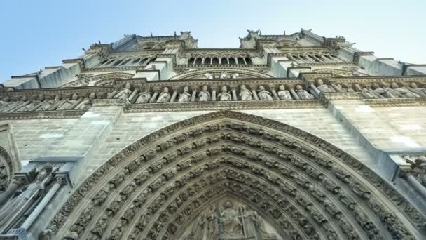 Szczegóły Architektura Odkryty Kościoła Katedry Notre Dame Paryż Francja — Wideo stockowe