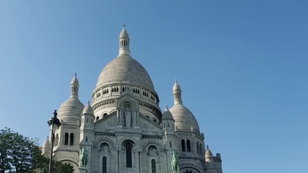 Cinematic View Exterior Architecture Basilica Sacre Coeur Montmartre Paris France — Stock Video