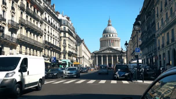 Verkehr Auf Der Straße Vor Dem Pantheon Paris Frankreich — Stockvideo