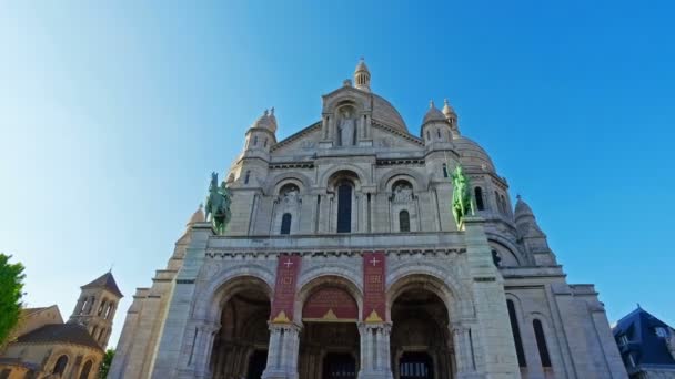 Vista Cinematográfica Basílica Sacre Coeur Montmartre París Francia — Vídeos de Stock