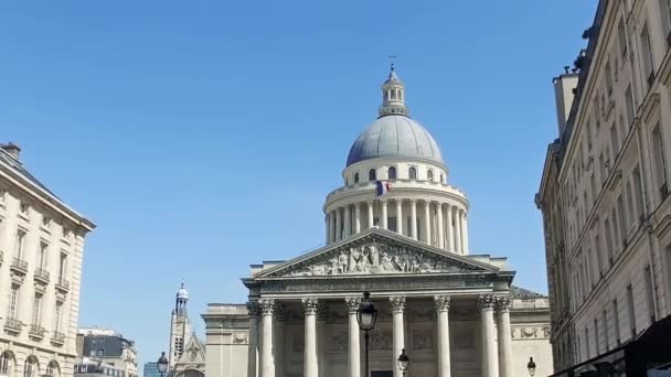 Panteon Dzień Paryż Francja Jest Świecka Mauzoleum Szczątkami Wybitnych Obywateli — Wideo stockowe