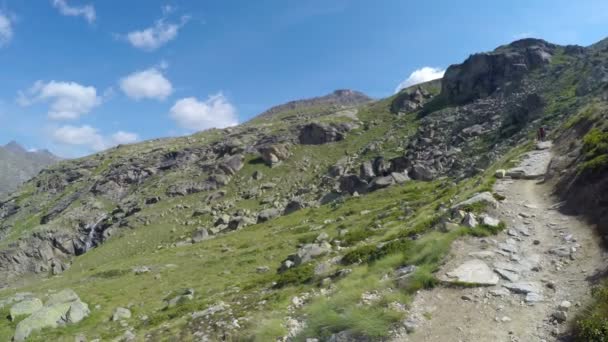 Panorama Della Catena Montuosa Del Parco Gran Paradiso Percorso Rifugio — Video Stock