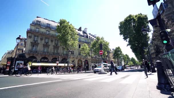 Ağır Çekim Shot Trafik Şehir Sokak Paris Fransa — Stok video