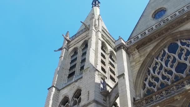 Buitenkant Van Kerk Van Saint Severin Latine Quartier Parijs — Stockvideo